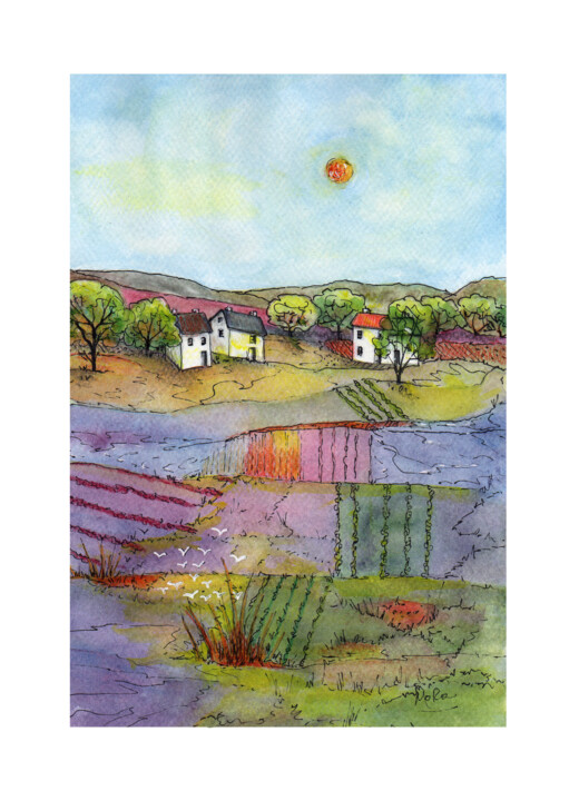 Claro cielo el de la siesta Painting, 11.4x8.3 in