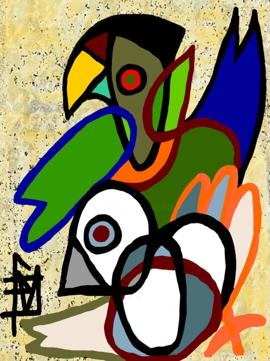 la colombe et le perroquet 数字艺术