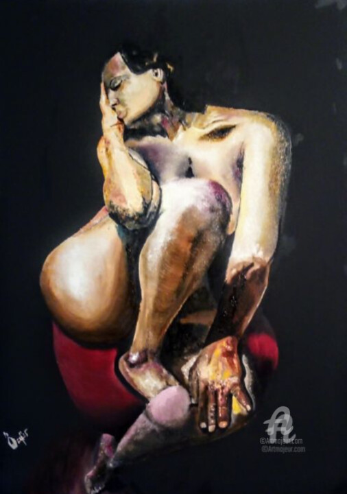 Schilderij getiteld "Aşk" door Özgür Canan Taştan, Origineel Kunstwerk, Acryl Gemonteerd op Frame voor houten brancard