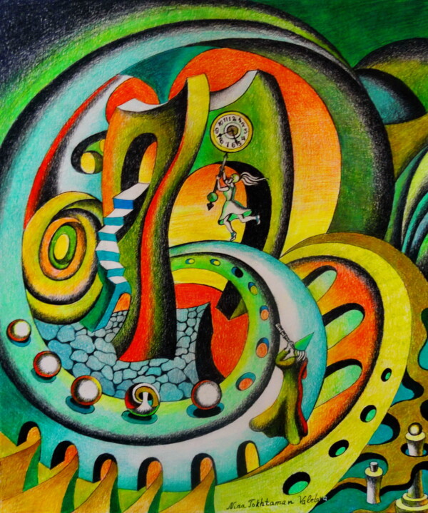 Chasing Time 图画, 16.9x14.2 in