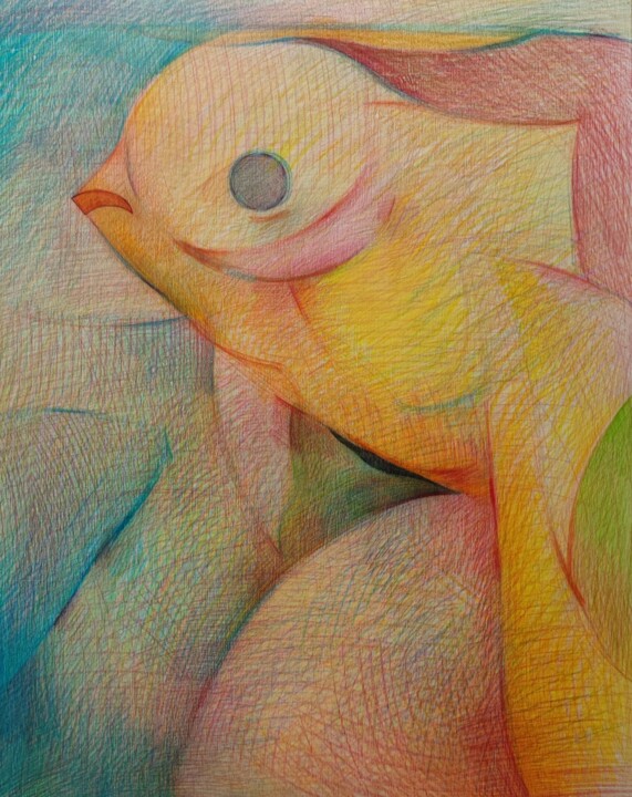 lovely fish 绘画, 19.7x15.8 in