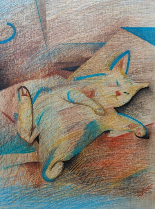 lovely cat2 绘画, 15.8x11.8 in