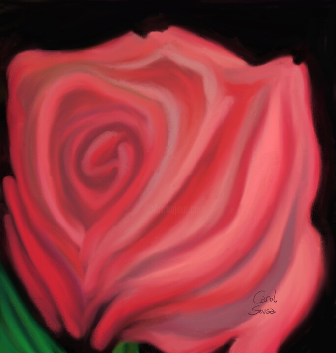 Digital Arts titled "La Belleza de una R…" by Carol Sousa Cuello, Original Artwork, Digital Painting