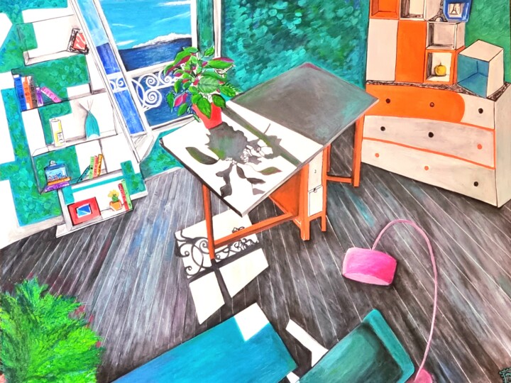Peinture intitulée "Vue mer" par Florence Giraud, Œuvre d'art originale, Acrylique