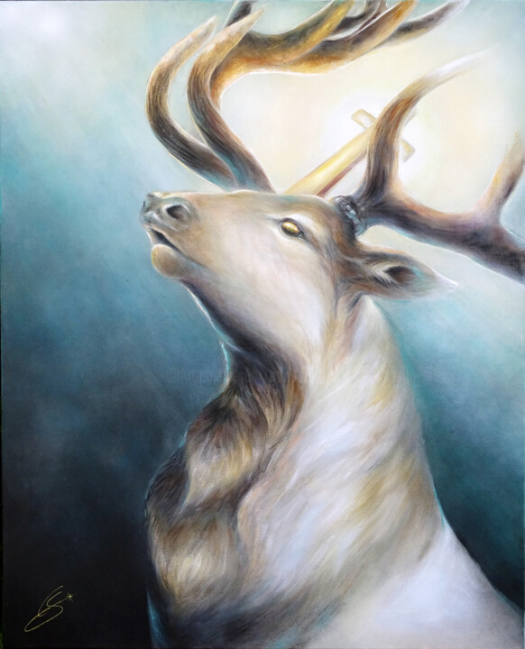 Cerf Saint Hubert 绘画, 39.4x31.5 in