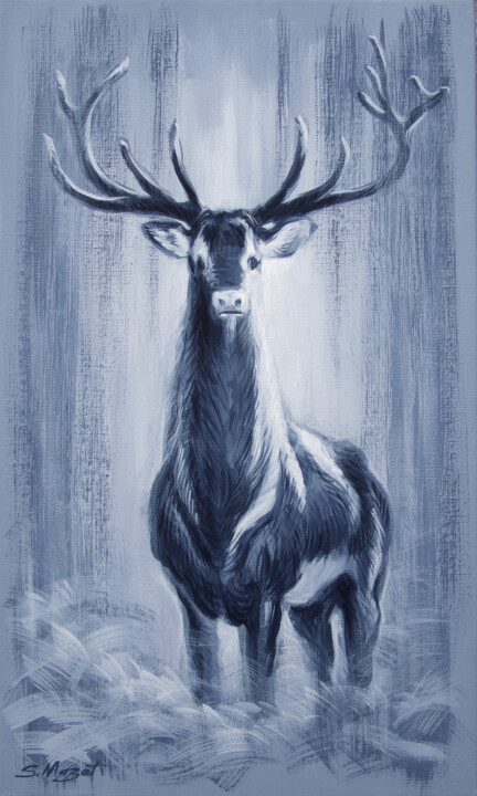 Cerf - L'apparition 绘画, 21.7x13 in