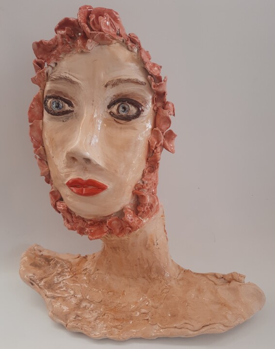 Sculpture titled "Emontional Red - Ce…" by Bilge Dogrucuoglu, Original Artwork, Ceramics