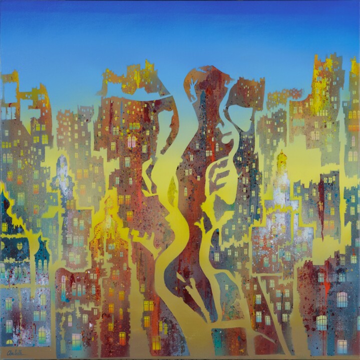 Peinture intitulée "DE CENDRE ET DE ROU…" par Bernard Ambielle, Œuvre d'art originale, Huile Monté sur Châssis en bois