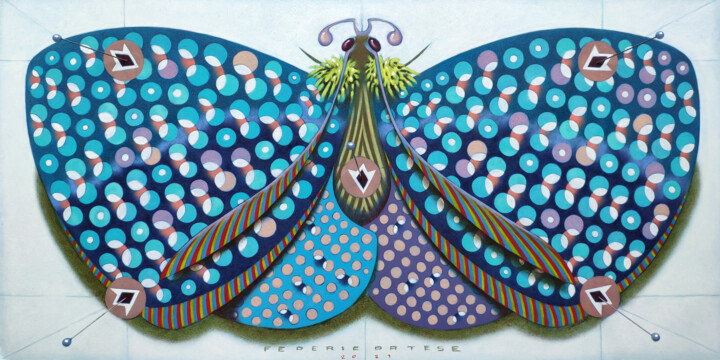 Chromatic butterfly - light blue 绘画, 7.9x15.8 in