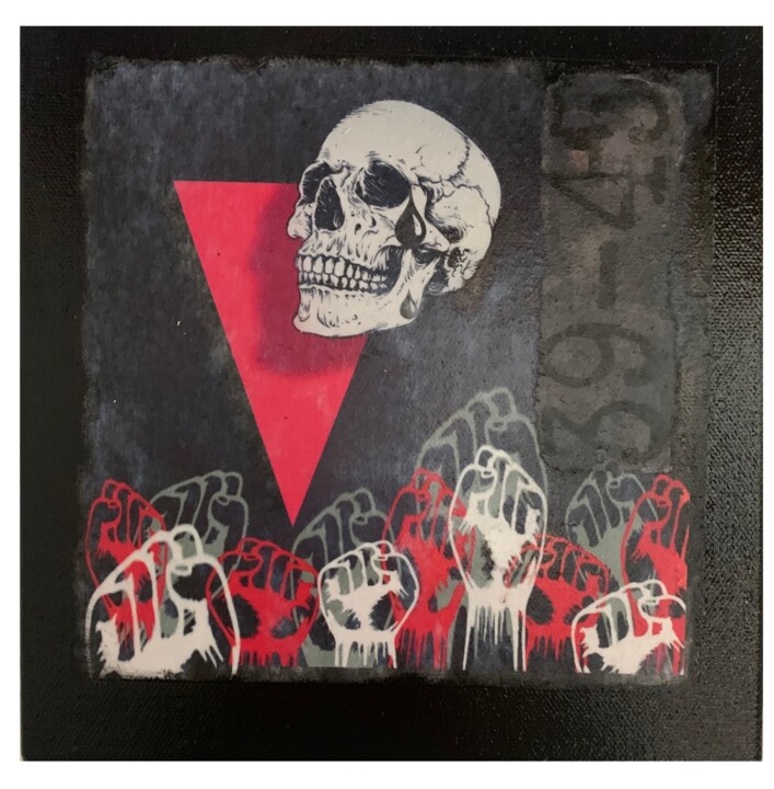Collages titled "Bitter taste" by Corine Grumo, Original Artwork, Collages Mounted on Wood Stretcher frame