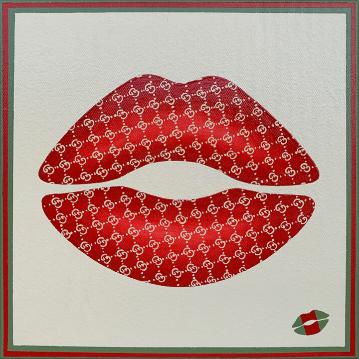 GUCCI RED LIPS 绘画, 15.8x15.8 in