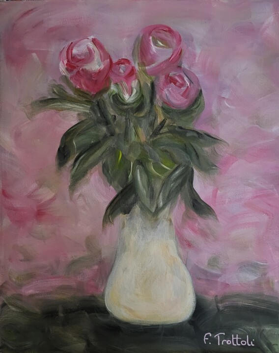 La vie en roses 绘画, 16.1x13 in