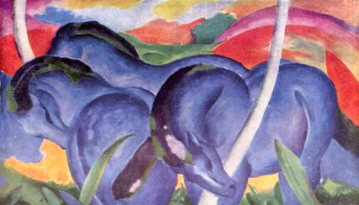 Les grands chevaux bleus 绘画, 41.6x71.3 in