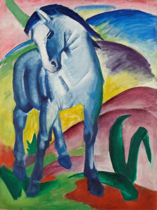 Cheval bleu I 绘画, 44.1x33.3 in