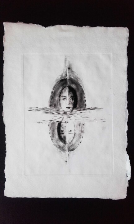 Portrait double miroir gravure onirique 印花与版画, 8.3x5.9 in