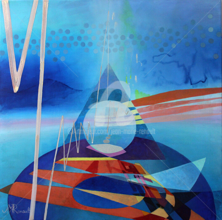 "Les Flots continus" 绘画, 31.5x31.5 in