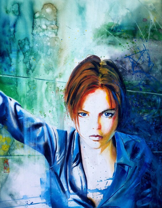 She is a playlist cover 绘画, 29.9x22.1 in