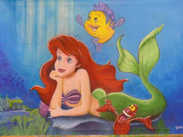 Ariel ou la petite sirène 绘画, 11.8x15.8 in
