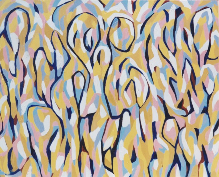 Painting titled "Figure Frieze" by Gregg Simpson, Original Artwork, Acrylic Mounted on Wood Stretcher frame