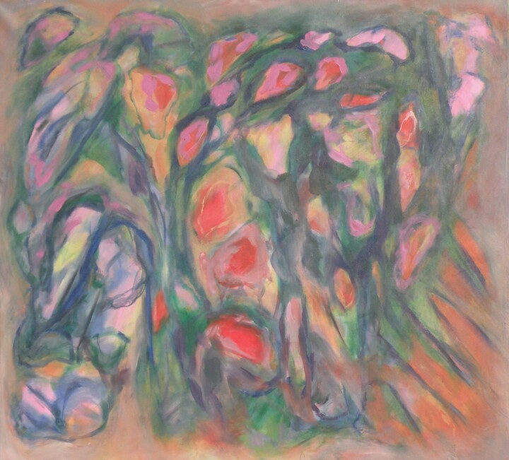 Painting titled "Blossoms-5" by Gregg Simpson, Original Artwork, Acrylic Mounted on Wood Stretcher frame