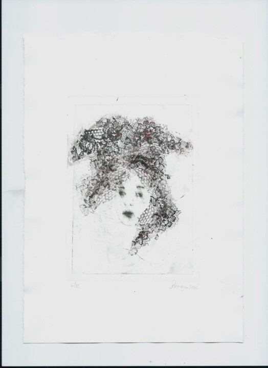 Visage voile mystère gravure taille douce 印花与版画, 9.8x6.9 in