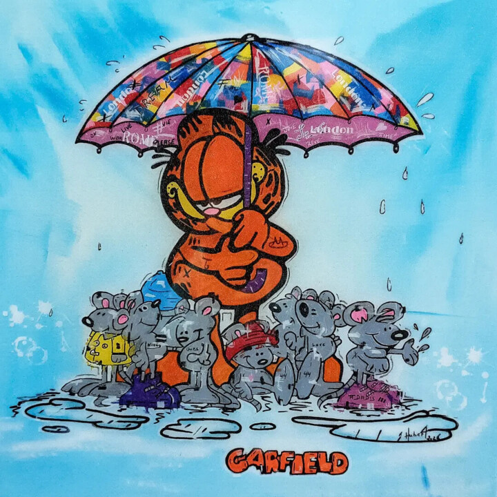 Souris même sous la pluie 绘画, 35.4x35.4 in