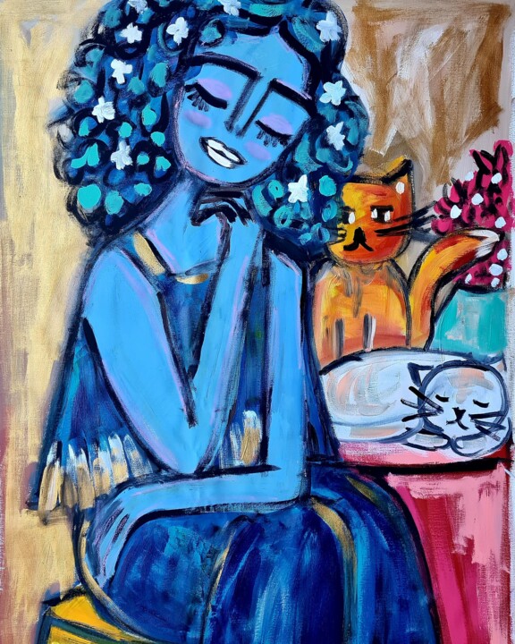 绘画 标题为“Esperando o amor ch…” 由Juliana Rabelo Arte Naif, 原创艺术品, 丙烯