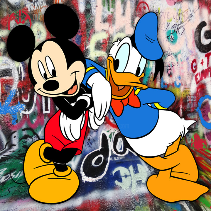 Donald Duck And Mickey Mouse Disney 2 绘画, 20x20 in