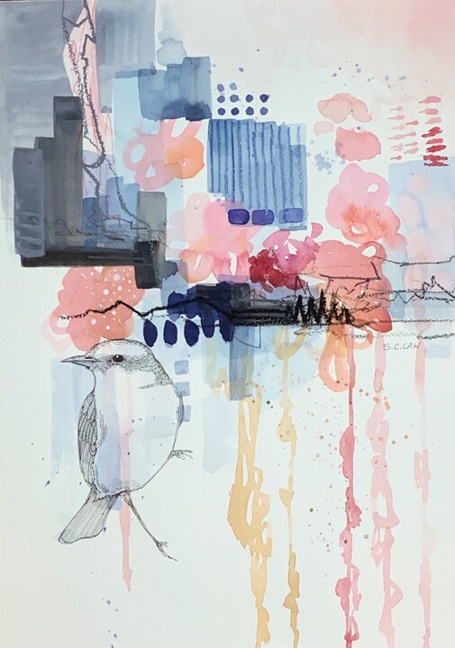 In the city 绘画, 16.5x11.7 in