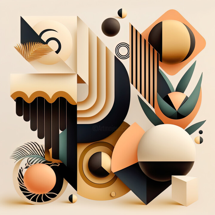 Arts numériques intitulée "Lines and Shapes 1" par Jean Luc Michon, Œuvre d'art originale, Image générée par l'IA
