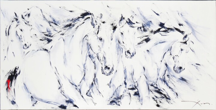 483_chevauchée 绘画, 23.6x47.2 in