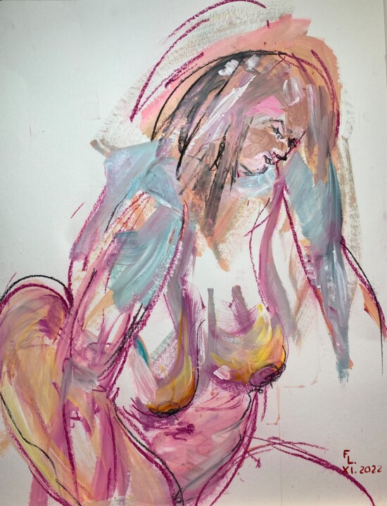 FEMME JE VOUS AIME 绘画, 25.6x19.7 in