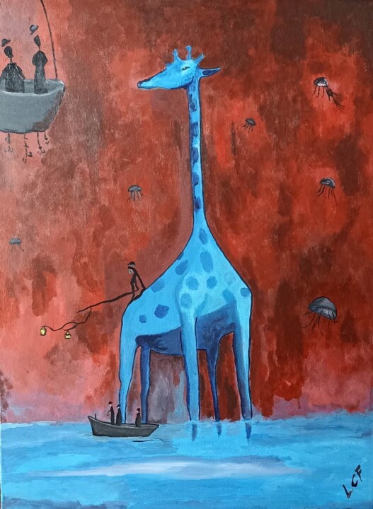Planète Pandémonium - Poséidon 绘画, 31.5x23.6 in