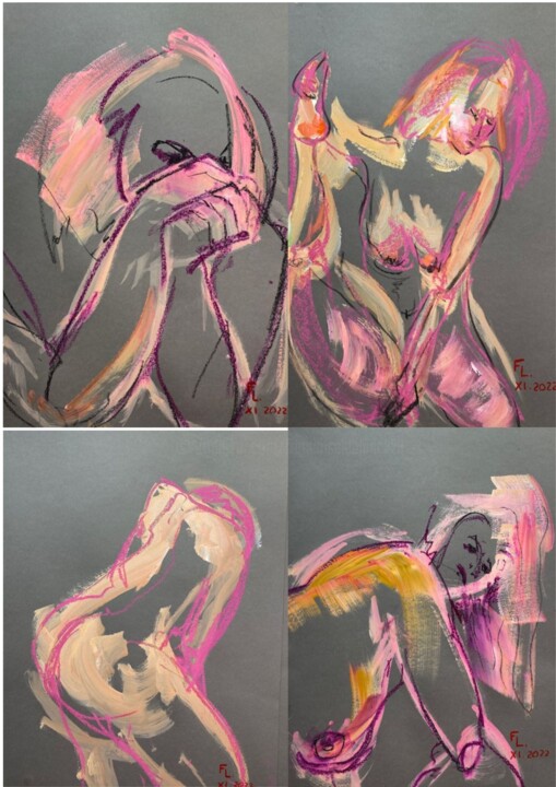FEMMES DANS LA VIE 图画, 25.6x19.7 in