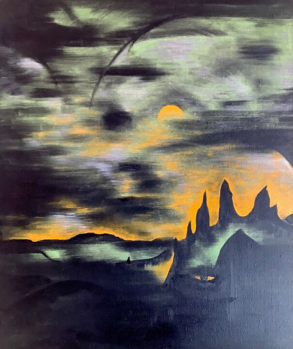 Painting titled "Black Out" by Bossquito, Original Artwork, Oil