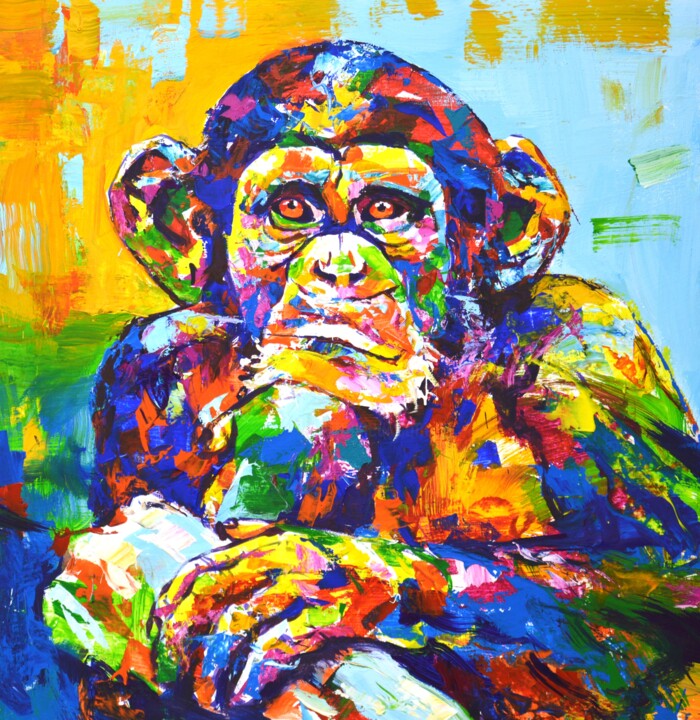A monkey. 绘画, 31.5x31.5 in