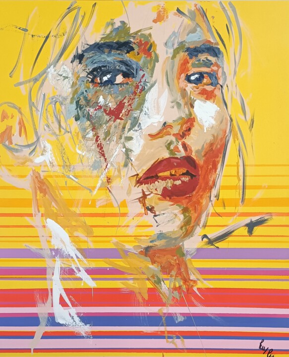 Painting titled "ONSLOW (AU): 50.7°C" by Hu/Lie, Original Artwork, Acrylic Mounted on Wood Stretcher frame