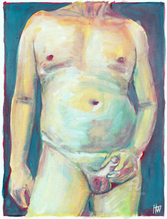 Pintura titulada "Standing Torso" por Hank Wandle, Obra de arte original, Gouache
