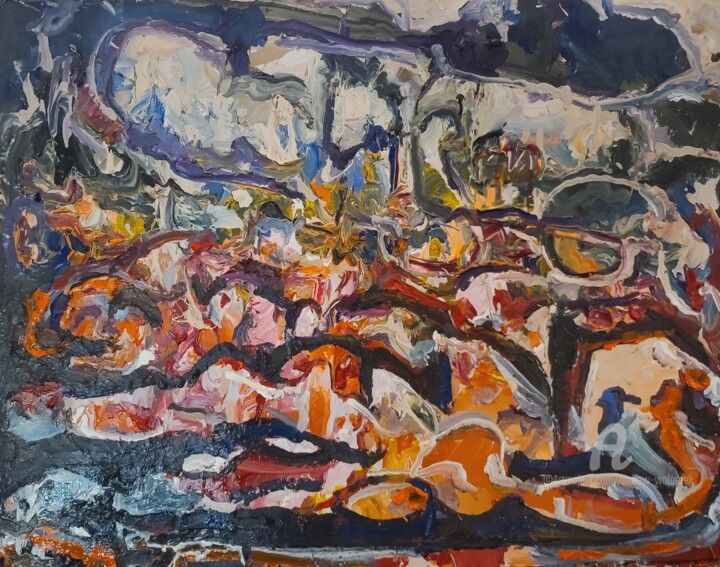Painting titled "Winter Night (1,202…" by Andrew Walaszek, Original Artwork, Acrylic
