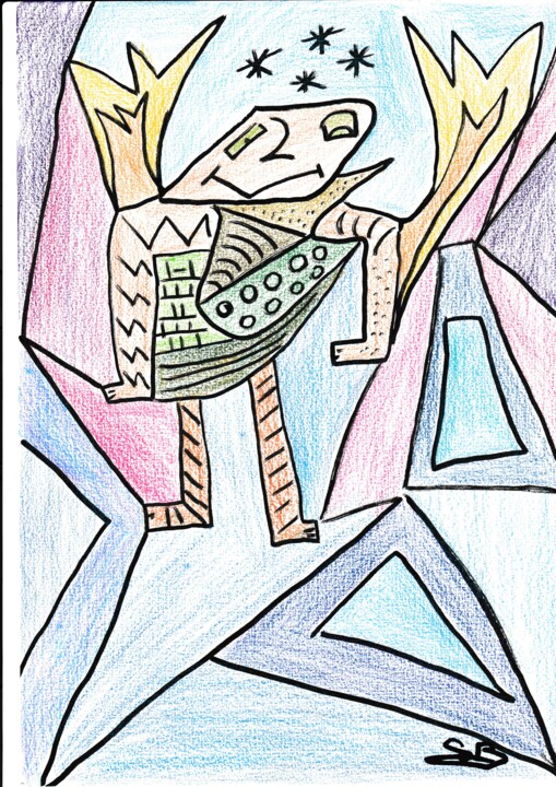 Peinture intitulée "Ange imaginaire dan…" par Balavoine Sophie, Œuvre d'art originale, Pastel