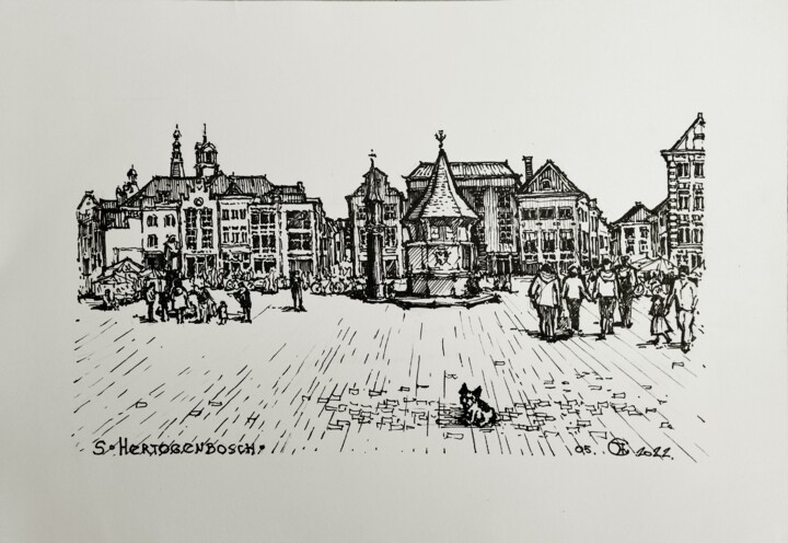 S. Hertogen Bosch. Square. Drawing, 8.3x11.6 in