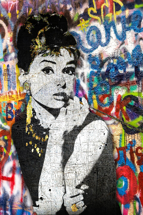 Silver Screen Breakfast At Tiffany's Graffiti 3 绘画, 18x12 in
