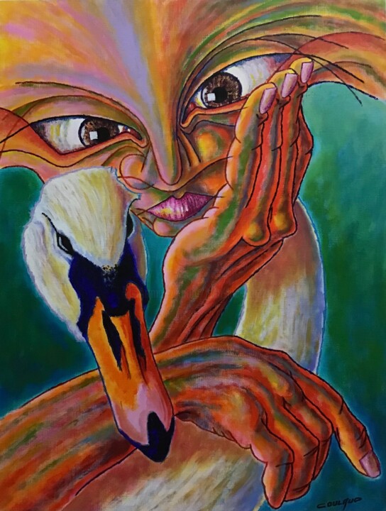 LEDA ET LE CYGNE 绘画, 24x18.1 in
