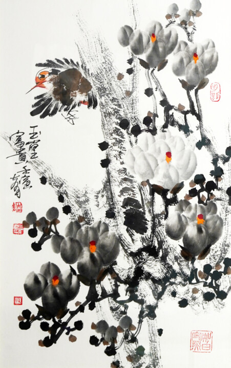 Painting titled "Riches and honour 玉…" by Dayou Lu, Original Artwork, Pigments