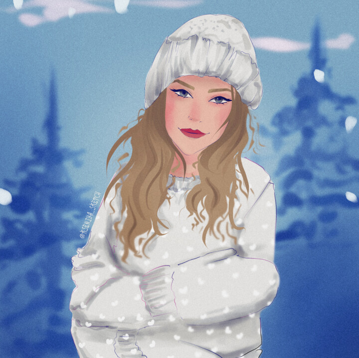 Digital Arts titled "Winter portrait of…" by Kseniya Sketch, Original Artwork, Digital Painting