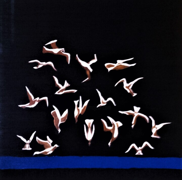 les mouettes 绘画, 48x48 in