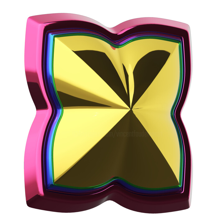 Infinity Chrome Gold on Pink 雕塑, 31.5x31.5 in