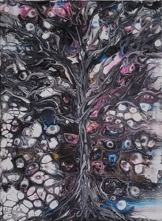 " L'arbre des âmes perdus " 绘画, 15.8x11.8 in