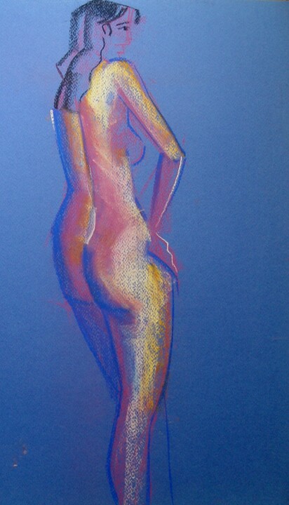 Nude on blue 图画, 19.7x11.8 in