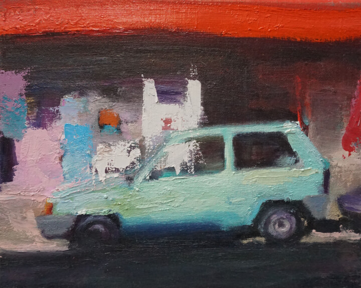 Fiat panda verte 绘画, 8.7x10.6 in